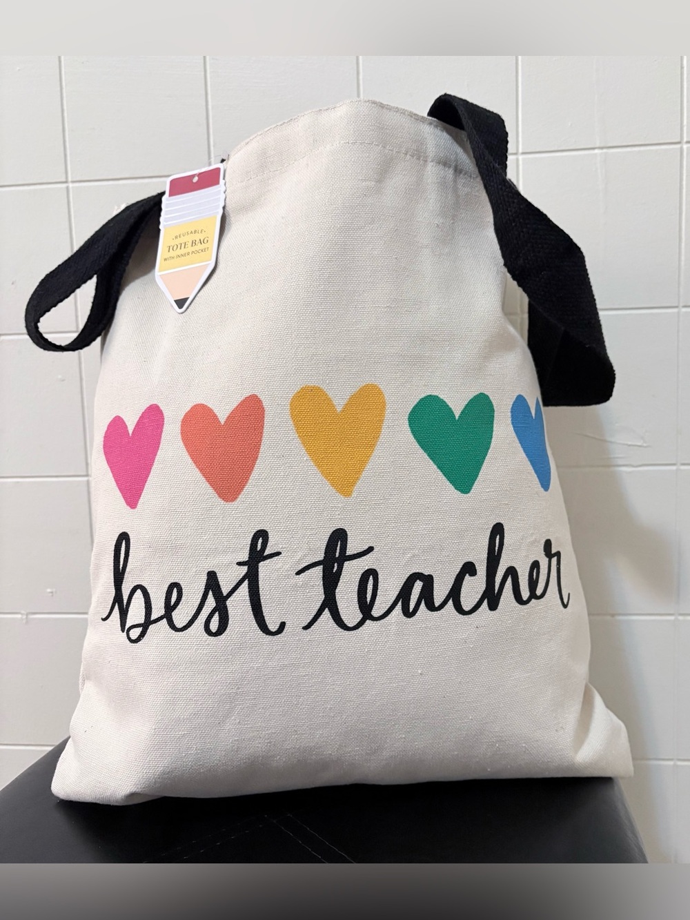 Tote Bag  “Best Teacher “with Inner Pocket Dayna Lee Collection